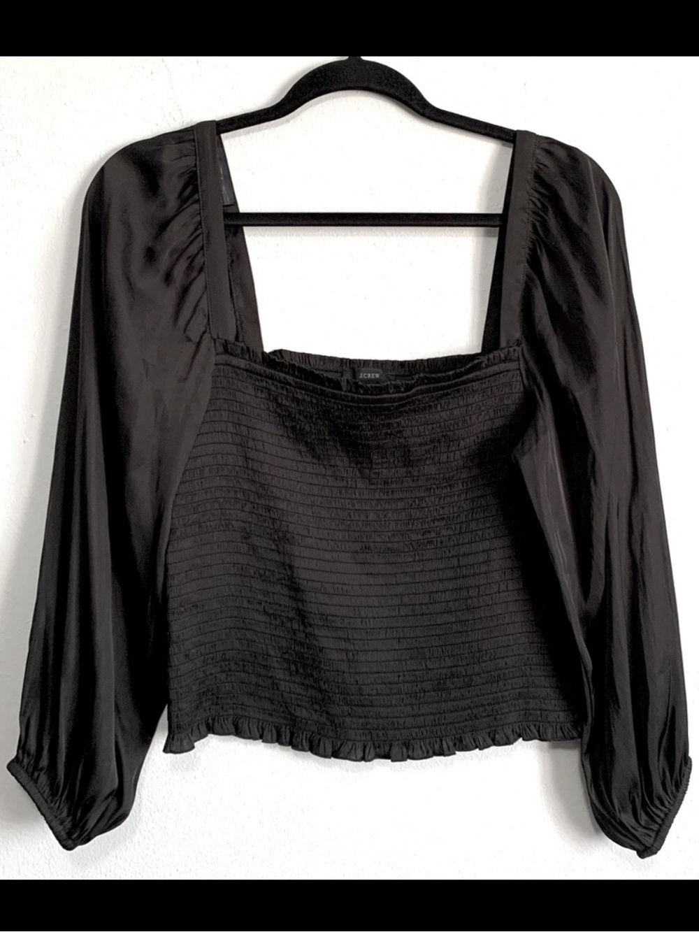 J. Crew “RE-IMAGINED” Smocked Puff Long Sleeves Cropped Top